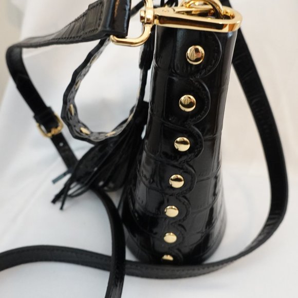 NEW ❤️ Florian London Black Croc Embossed Bucket Crossbody / Wristlet (P… - Picture 13 of 16